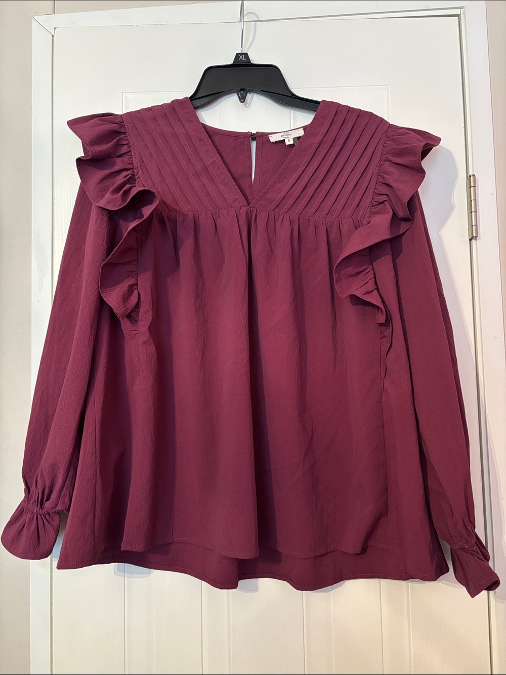 entro Plum Ruffle Yoke Blouse